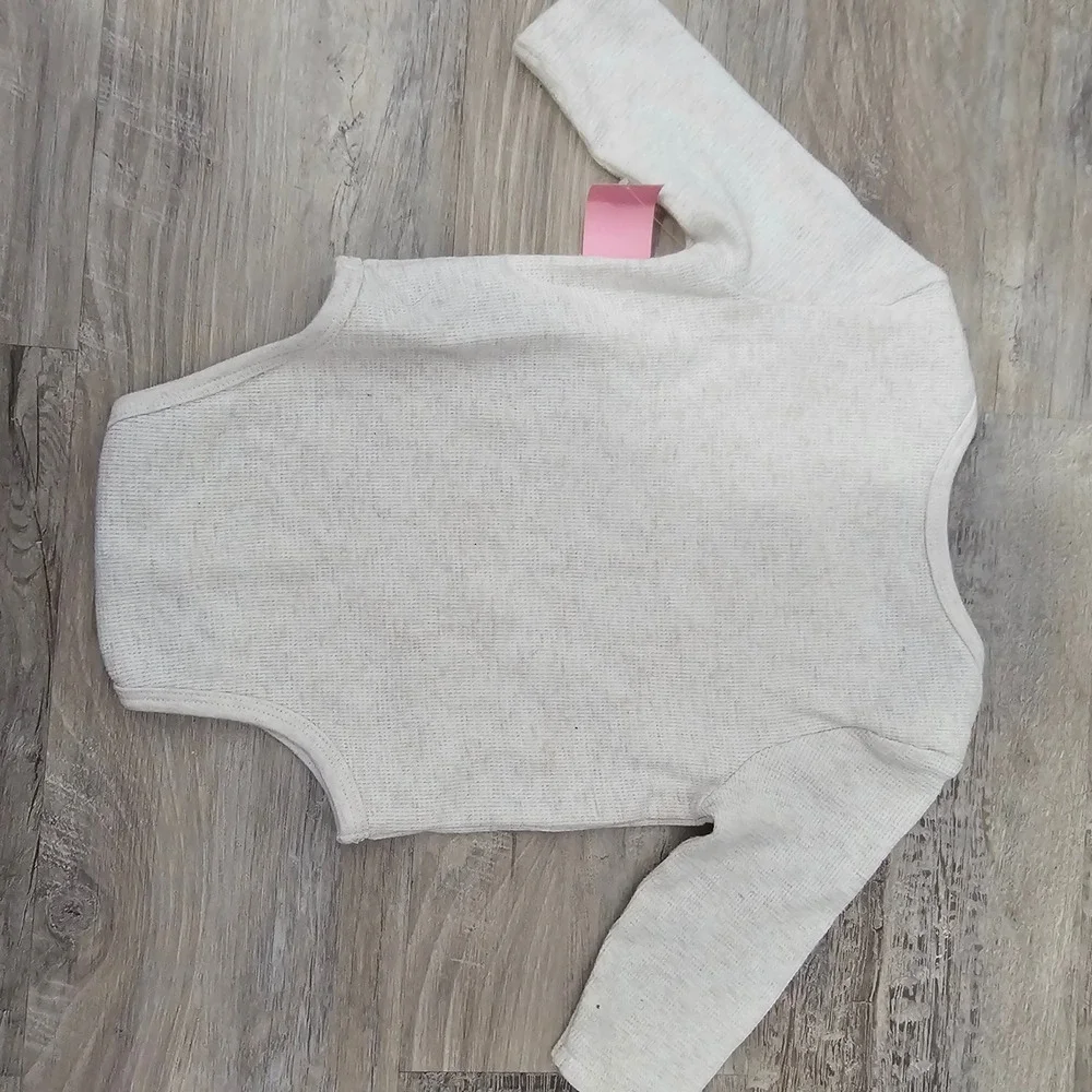 Little Me Baby 9M Waffle Knit Long Sleeve Bear Bodysuit Oatmeal‎ Heather